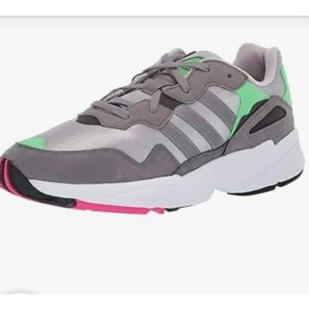 adidas Women's Gray Sneakers with Neon Green and Pink Accents